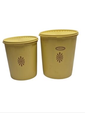 Vintage Tupperware Canister Set Yellow Gold Floral